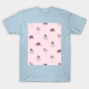 Pattern with line art style desserts T-Shirt